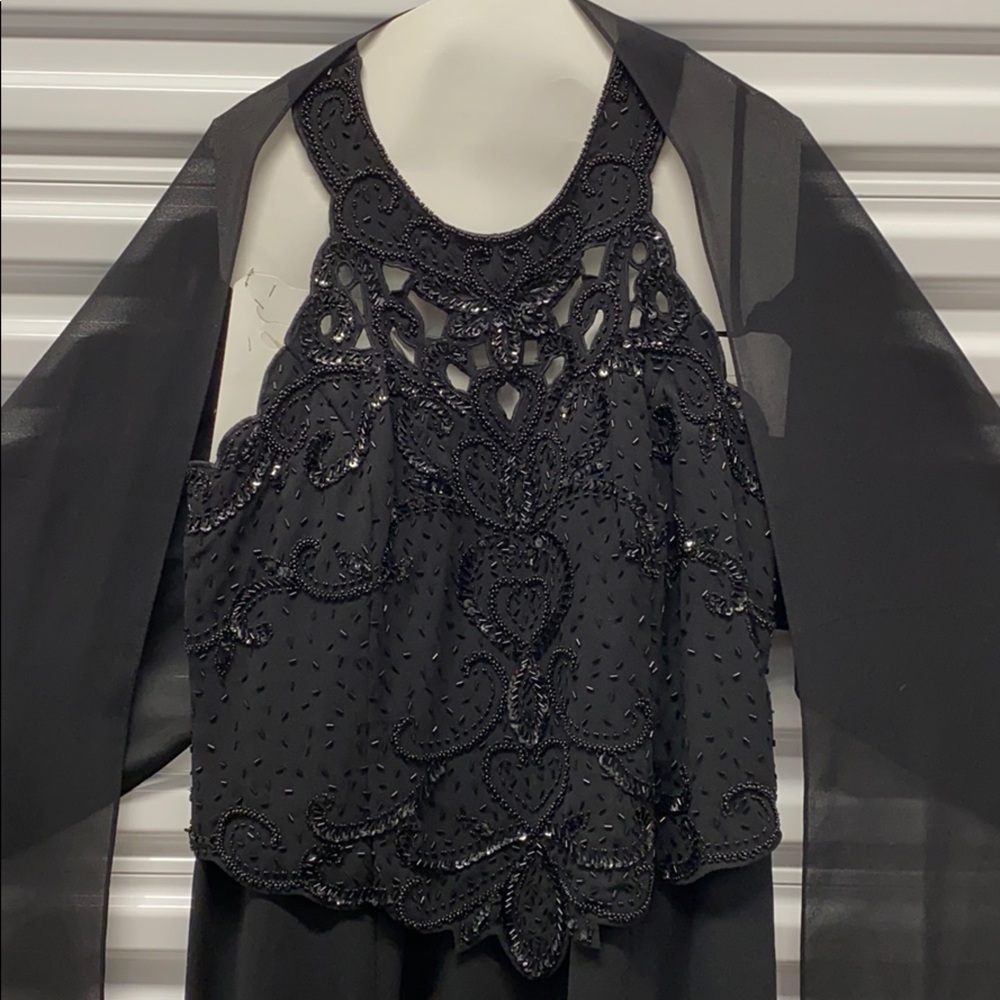 Karen Millen NY Black beaded Chiffon Gown 16W